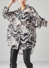 Load image into Gallery viewer, Chic Black Oversized Inkwash Painting Chiffon Blouse Tops Summer