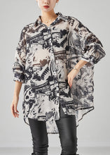 Load image into Gallery viewer, Chic Black Oversized Inkwash Painting Chiffon Blouse Tops Summer