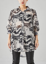 Load image into Gallery viewer, Chic Black Oversized Inkwash Painting Chiffon Blouse Tops Summer