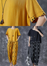 Load image into Gallery viewer, Chic Black Oversized Patchwork Dot Cotton Two-Piece Set Summer