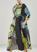 Load image into Gallery viewer, Chic Black Oversized Print Cotton Maxi Dresses Spring