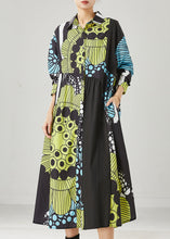 Load image into Gallery viewer, Chic Black Oversized Print Cotton Maxi Dresses Spring