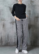 Load image into Gallery viewer, Chic Black Plaid Side Open Cotton Two Pieces Set Spring