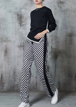 Load image into Gallery viewer, Chic Black Plaid Side Open Cotton Two Pieces Set Spring