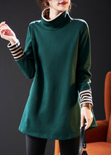 Load image into Gallery viewer, Chic Blackish Green High Neck Patchwork Cotton Pullover Sweatshirt Spring