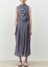 Load image into Gallery viewer, Chic Blue Bow Asymmetrical Linen Top And Skirts Two Piece Set Sleeveless