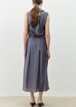 Load image into Gallery viewer, Chic Blue Bow Asymmetrical Linen Top And Skirts Two Piece Set Sleeveless