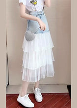 Load image into Gallery viewer, Chic Blue High Waist Tulle Patchwork Denim A Line Skirt