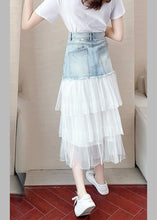 Load image into Gallery viewer, Chic Blue High Waist Tulle Patchwork Denim A Line Skirt