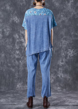 Load image into Gallery viewer, Chic Blue Oversized Asymmetrical Patchwork Denim Two Pieces Set Summer