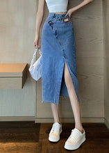 Load image into Gallery viewer, Chic Blue Side Open Asymmetrical Patchwork Denim Maxi Skirts Summer