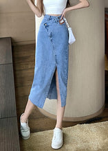 Load image into Gallery viewer, Chic Blue Side Open Asymmetrical Patchwork Denim Maxi Skirts Summer