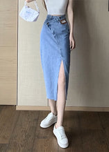 Load image into Gallery viewer, Chic Blue Side Open Asymmetrical Patchwork Denim Maxi Skirts Summer