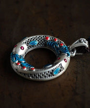 Load image into Gallery viewer, Chic Blue Sterling Silver Cloisonne Lucky Charm Pendant Necklace