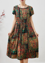 Load image into Gallery viewer, Chic Brown Cinched Print Cotton Maxi Dresses Summer