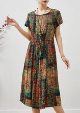 Load image into Gallery viewer, Chic Brown Cinched Print Cotton Maxi Dresses Summer