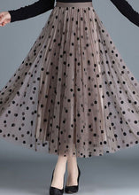 Load image into Gallery viewer, Chic Coffee Dot High Waist Tulle Pleated Skirt Spring