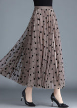 Load image into Gallery viewer, Chic Coffee Dot High Waist Tulle Pleated Skirt Spring