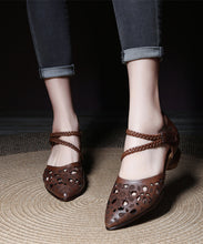 Load image into Gallery viewer, Chic Coffee Hollow Out Buckle Strap Chunky Sandals