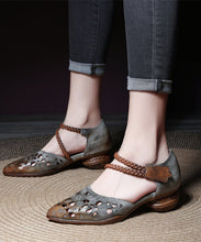 Load image into Gallery viewer, Chic Coffee Hollow Out Buckle Strap Chunky Sandals