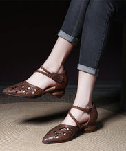 Load image into Gallery viewer, Chic Coffee Hollow Out Buckle Strap Chunky Sandals