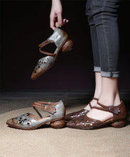 Load image into Gallery viewer, Chic Coffee Hollow Out Buckle Strap Chunky Sandals