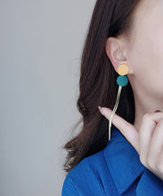 Load image into Gallery viewer, Chic Colorblock Alloy Baking Paint Circular Tassel Drop Earrings