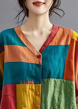 Load image into Gallery viewer, Chic Colorblock Asymmetrical Patchwork Applique Linen Shirt Top Summer