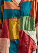 Load image into Gallery viewer, Chic Colorblock Asymmetrical Patchwork Applique Linen Shirt Top Summer