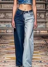 Load image into Gallery viewer, Chic Colorblock Asymmetrical Pockets High Waist Denim Crop Pants Summer