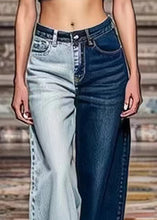 Load image into Gallery viewer, Chic Colorblock Asymmetrical Pockets High Waist Denim Crop Pants Summer