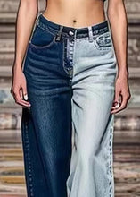 Load image into Gallery viewer, Chic Colorblock Asymmetrical Pockets High Waist Denim Crop Pants Summer