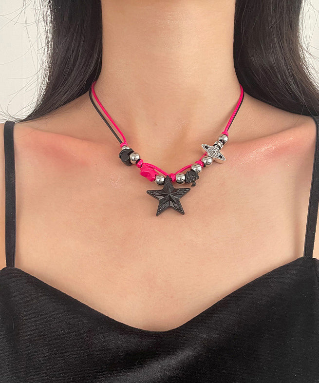 Chic Colorblock Stainless Steel Alloy Star Pendant Necklace