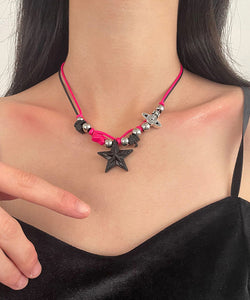 Chic Colorblock Stainless Steel Alloy Star Pendant Necklace