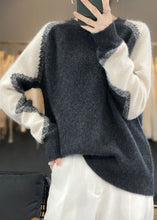 Load image into Gallery viewer, Chic Dark Gray O Neck Patchwork Cozy Wool Sweaters Spring