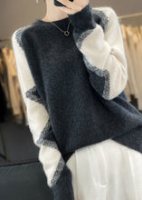 Load image into Gallery viewer, Chic Dark Gray O Neck Patchwork Cozy Wool Sweaters Spring