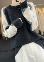 Load image into Gallery viewer, Chic Dark Gray O Neck Patchwork Cozy Wool Sweaters Spring