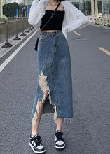 Load image into Gallery viewer, Chic Denim Blue Asymmetrical Patchwork Pockets A Line Skirt