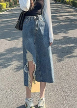 Load image into Gallery viewer, Chic Denim Blue Asymmetrical Patchwork Pockets A Line Skirt