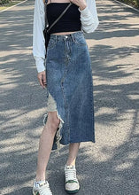 Load image into Gallery viewer, Chic Denim Blue Asymmetrical Patchwork Pockets A Line Skirt