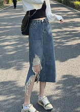 Load image into Gallery viewer, Chic Denim Blue Asymmetrical Patchwork Pockets A Line Skirt