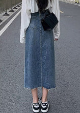 Load image into Gallery viewer, Chic Denim Blue Asymmetrical Patchwork Pockets A Line Skirt