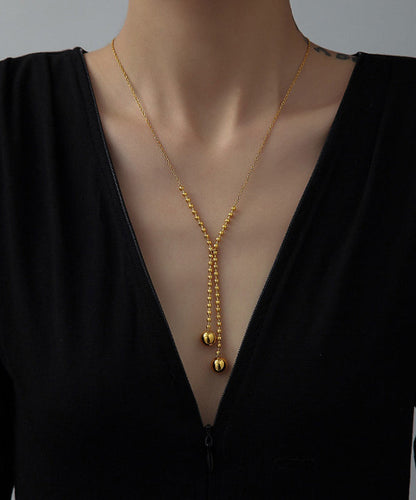 Chic Gold Stainless Steel Sphericity Tassel Pendant Necklace