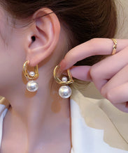 Load image into Gallery viewer, Chic Gold Sterling Silver Alloy Pearl Letter Drop Earrings