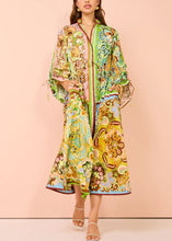 Load image into Gallery viewer, Chic Green Lace Up Print Pockets Cotton Shirts Dress Spring