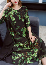 Load image into Gallery viewer, Chic Green O Neck Print Patchwork Chiffon Dresses Summer