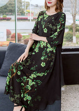 Load image into Gallery viewer, Chic Green O Neck Print Patchwork Chiffon Dresses Summer