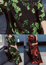 Load image into Gallery viewer, Chic Green O Neck Print Patchwork Chiffon Dresses Summer