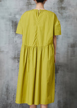 Load image into Gallery viewer, Chic Green Wrinkled Patchwork Cotton Long Dresses Summer