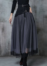 Load image into Gallery viewer, Chic Grey Exra Large Hem Patchwork Tulle Pleated Skirt Spring